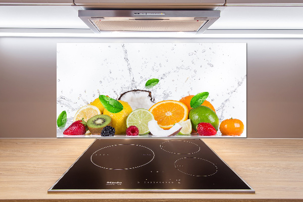 Rivestimento parete cucina con motivo frutta e acqua