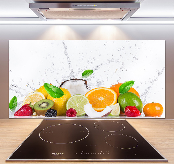 Rivestimento parete cucina con motivo frutta e acqua