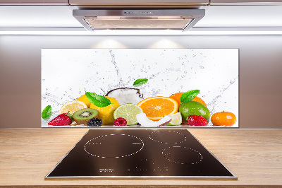 Rivestimento parete cucina con motivo frutta e acqua