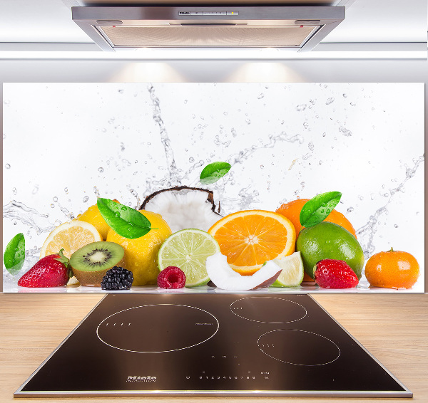 Rivestimento parete cucina con motivo frutta e acqua
