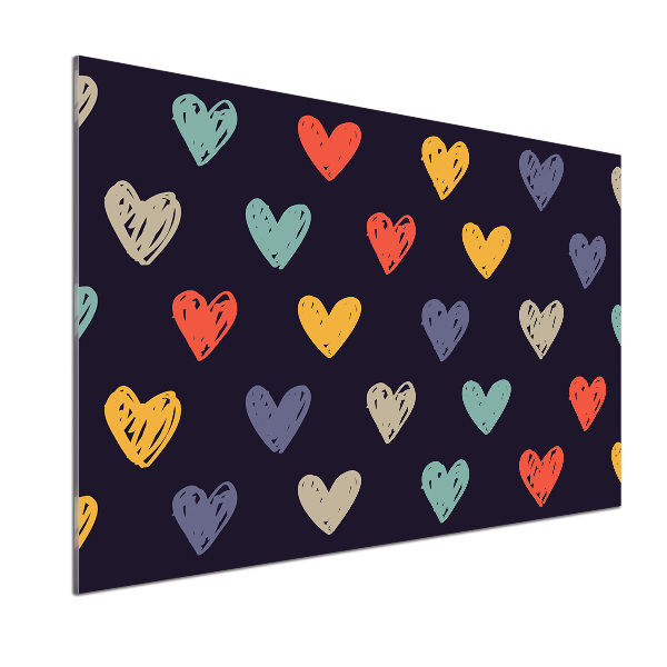 Rivestimento parete cucina con motivo di cuori colorati