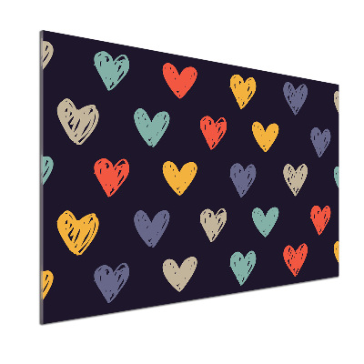 Rivestimento parete cucina con motivo di cuori colorati