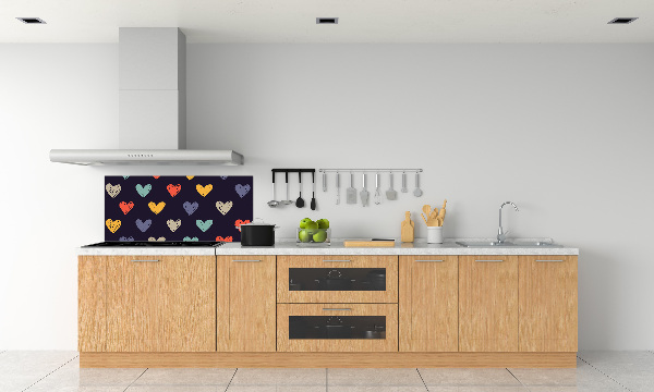 Rivestimento parete cucina con motivo di cuori colorati