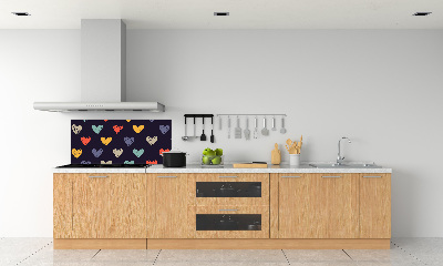 Rivestimento parete cucina con motivo di cuori colorati