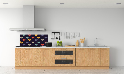 Rivestimento parete cucina con motivo di cuori colorati