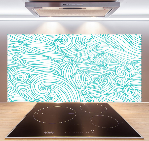 Pannello retrocucina con motivo a onde blu