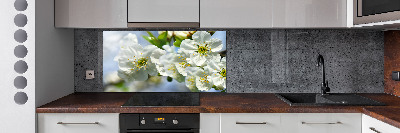 Rivestimento parete cucina con motivo a fiori di ciliegio