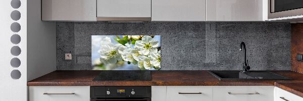 Rivestimento parete cucina con motivo a fiori di ciliegio