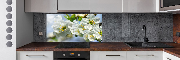 Rivestimento parete cucina con motivo a fiori di ciliegio