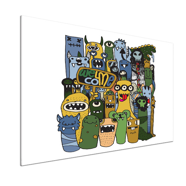 Rivestimento parete cucina con motivo «Mostri pazzi»