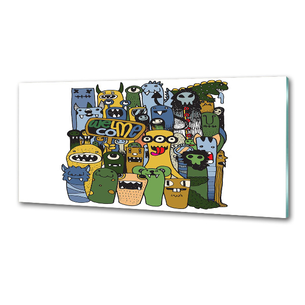 Rivestimento parete cucina con motivo «Mostri pazzi»