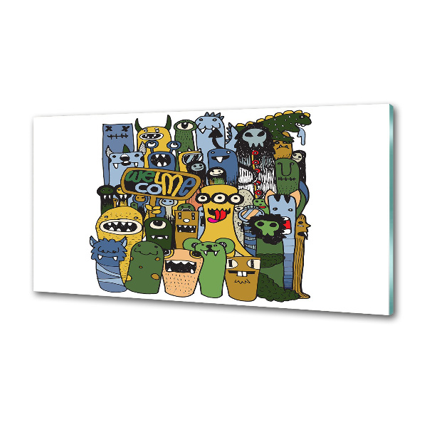 Rivestimento parete cucina con motivo «Mostri pazzi»