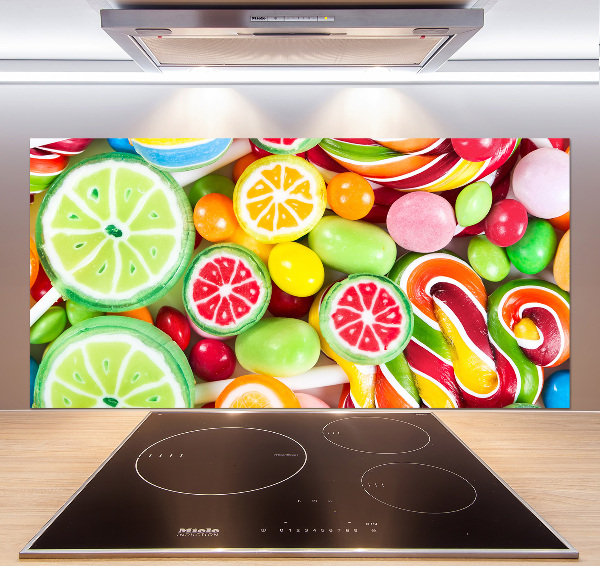 Pannello paraschizzi cucina con stampa a caramelle colorate