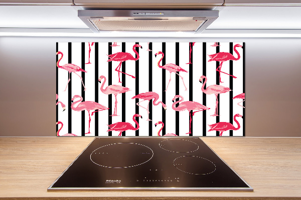 Rivestimento parete cucina con motivo di fenicotteri striati