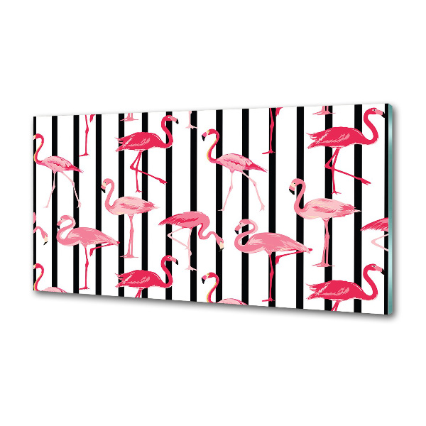 Rivestimento parete cucina con motivo di fenicotteri striati