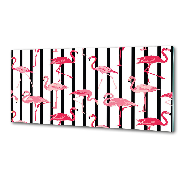 Rivestimento parete cucina con motivo di fenicotteri striati