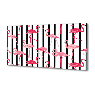 Rivestimento parete cucina con motivo di fenicotteri striati