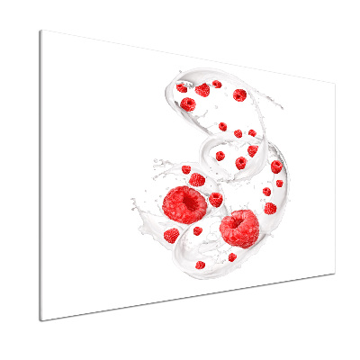 Rivestimento parete cucina con motivo lamponi e latte