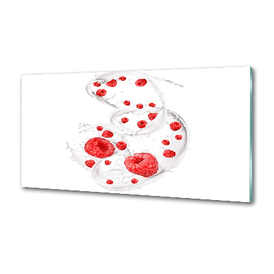 Rivestimento parete cucina con motivo lamponi e latte