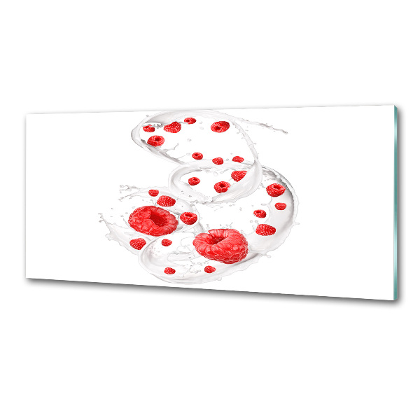 Rivestimento parete cucina con motivo lamponi e latte