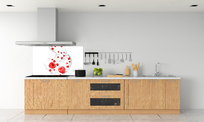 Rivestimento parete cucina con motivo lamponi e latte