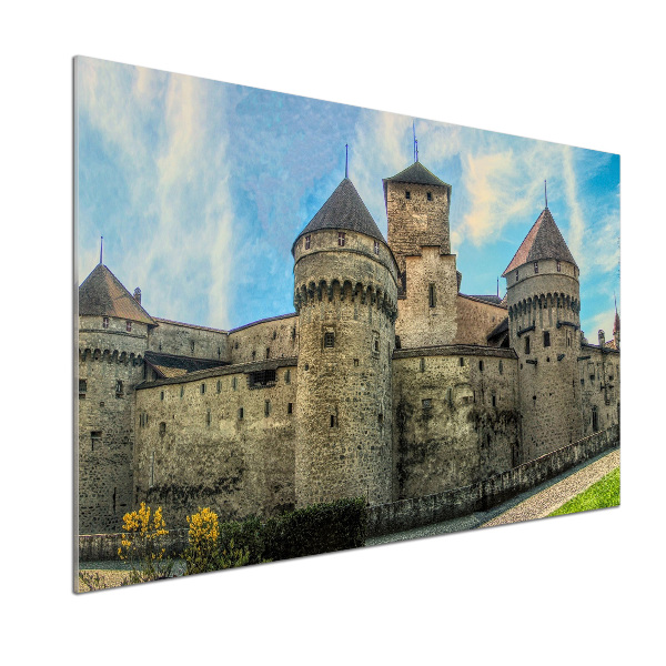 Pannello paraschizzi cucina con stampa raffigurante un castello in Svizzera