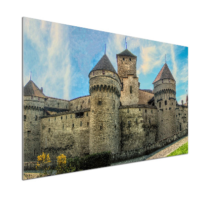 Pannello paraschizzi cucina con stampa raffigurante un castello in Svizzera