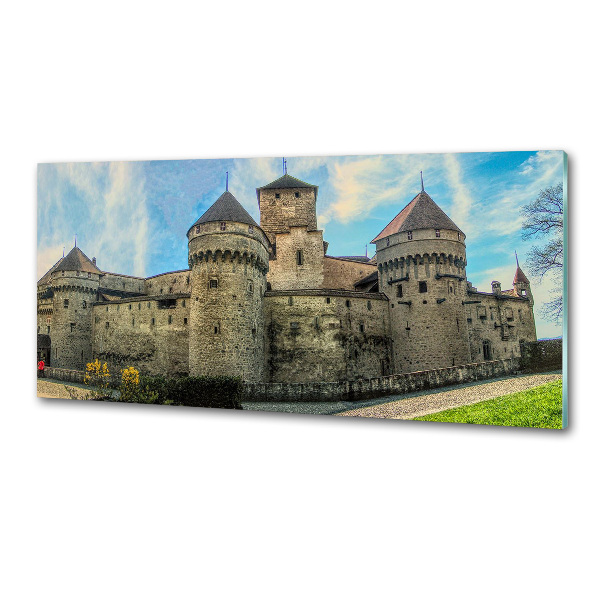 Pannello paraschizzi cucina con stampa raffigurante un castello in Svizzera