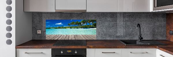 Rivestimento parete cucina con motivo spiaggia tropicale