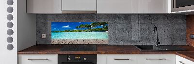 Rivestimento parete cucina con motivo spiaggia tropicale