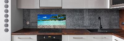 Rivestimento parete cucina con motivo spiaggia tropicale