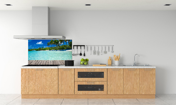 Rivestimento parete cucina con motivo spiaggia tropicale