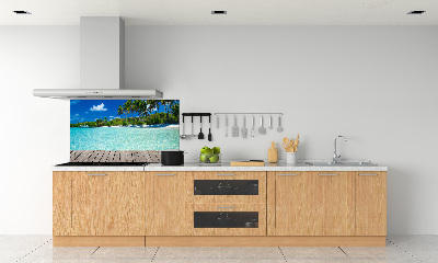 Rivestimento parete cucina con motivo spiaggia tropicale