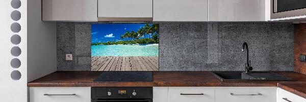 Rivestimento parete cucina con motivo spiaggia tropicale