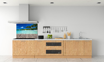 Rivestimento parete cucina con motivo spiaggia tropicale