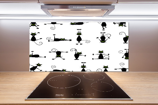Rivestimento parete cucina con illustrazione di gatti
