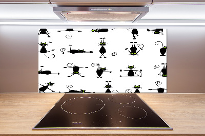 Rivestimento parete cucina con illustrazione di gatti