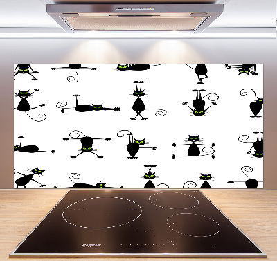 Rivestimento parete cucina con illustrazione di gatti