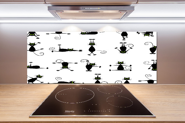 Rivestimento parete cucina con illustrazione di gatti