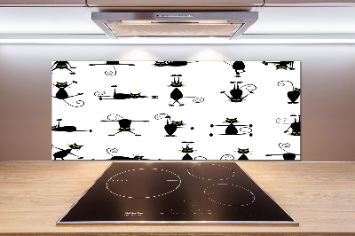 Rivestimento parete cucina con illustrazione di gatti
