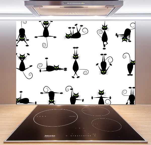Rivestimento parete cucina con illustrazione di gatti