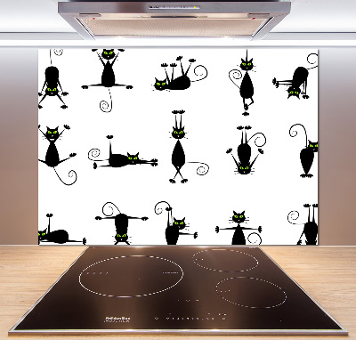 Rivestimento parete cucina con illustrazione di gatti