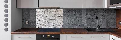 Pannello retrocucina con effetto muro di pietra