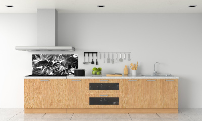 Rivestimento parete cucina con motivo a foglie tropicali