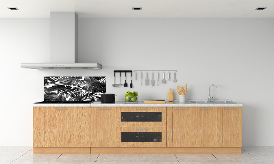 Rivestimento parete cucina con motivo a foglie tropicali