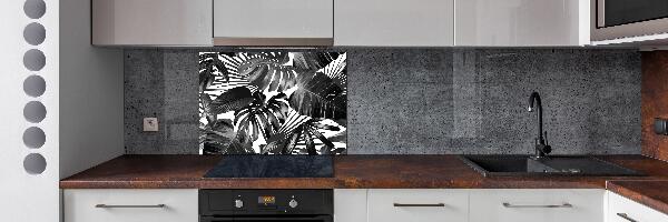 Rivestimento parete cucina con motivo a foglie tropicali