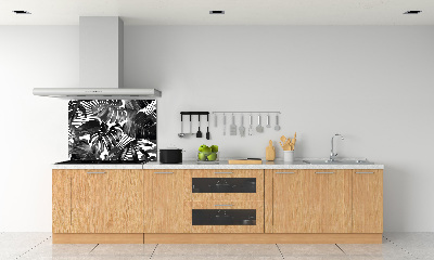 Rivestimento parete cucina con motivo a foglie tropicali