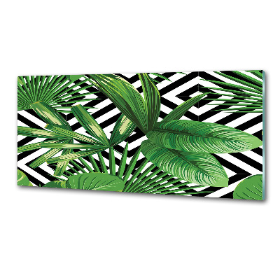 Pannello retrocucina con decorazione a foglie tropicali