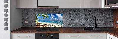 Rivestimento parete cucina con motivo Spiaggia tropicale