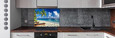 Rivestimento parete cucina con motivo Spiaggia tropicale